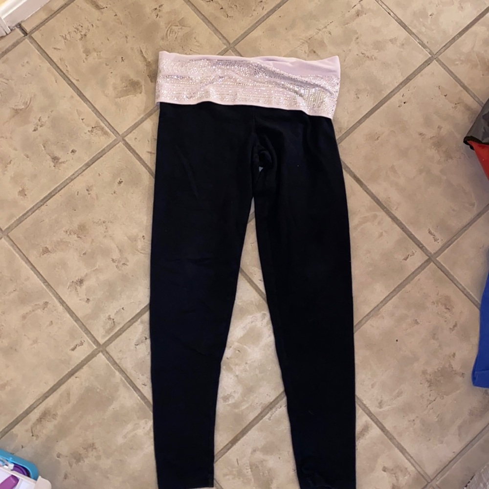 Victorias secret pink leggings with rhinestones